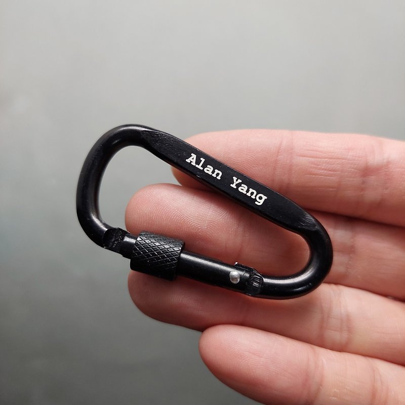 Customized screw lock carabiner key ring can be engraved - ชุดเดินป่า - โลหะ สีดำ