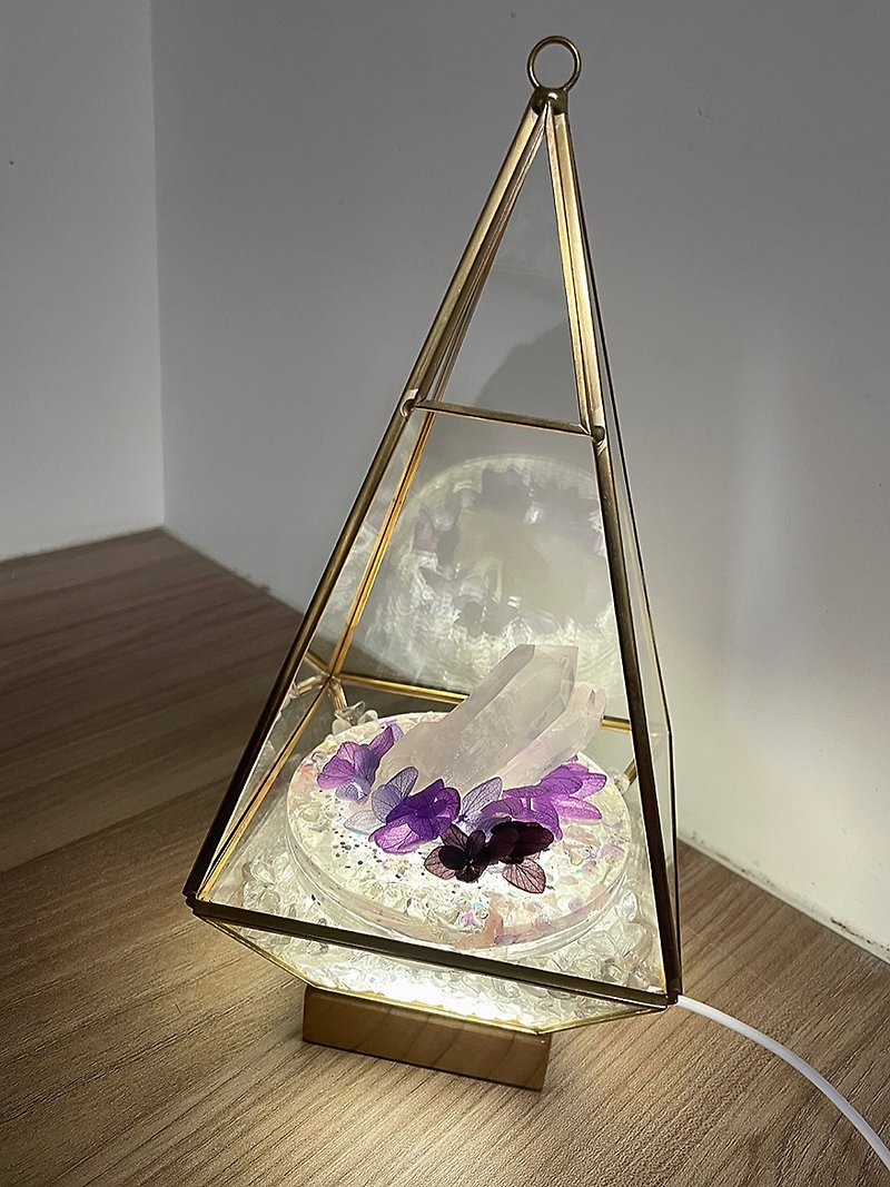 In stock | Square glass flower house lamp | Crystal | Home lighting - Items for Display - Crystal Purple