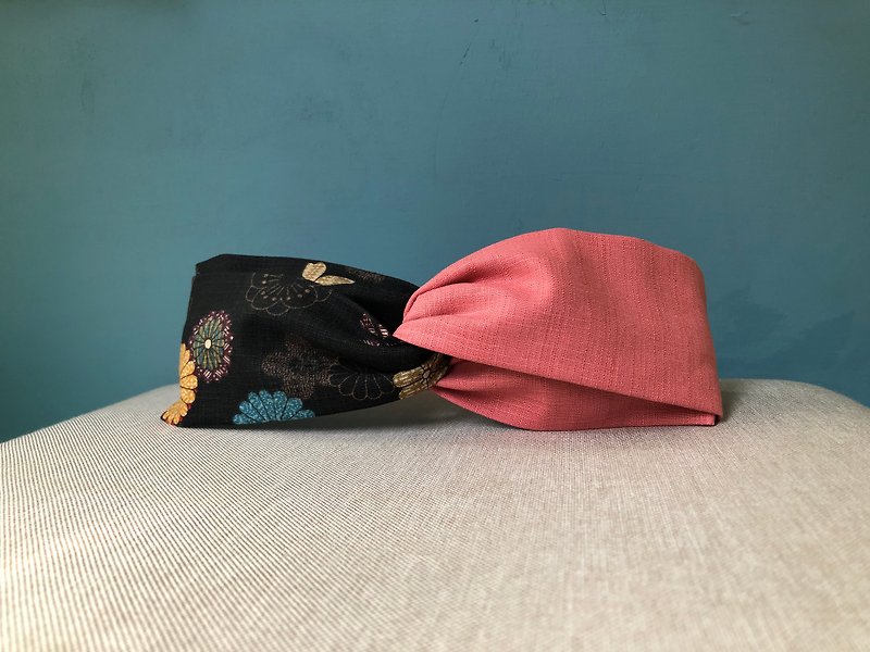 Shuangpin headband / Japanese style flower-pink - ที่คาดผม - ผ้าฝ้าย/ผ้าลินิน สึชมพู