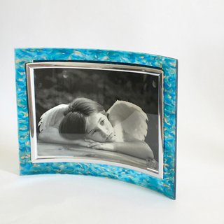 Blue Ocean Impressionist Art Glass Photo Frame・Customized Gift for Nature Lover