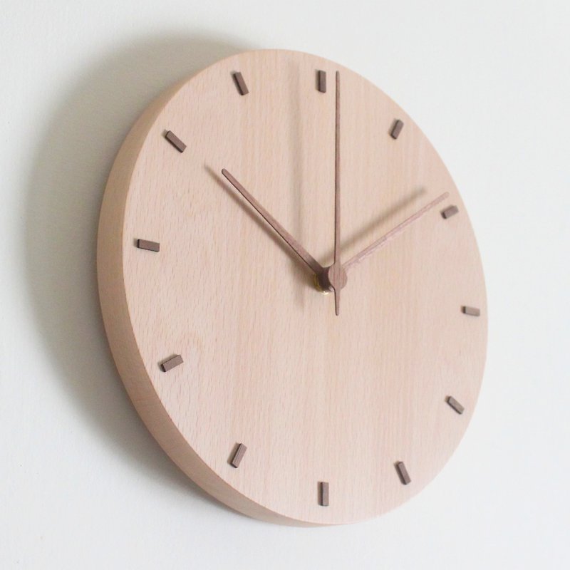 CLOCK_26 Classic Taiwan hand-made limited silent wall clock white beech - Clocks - Wood Brown