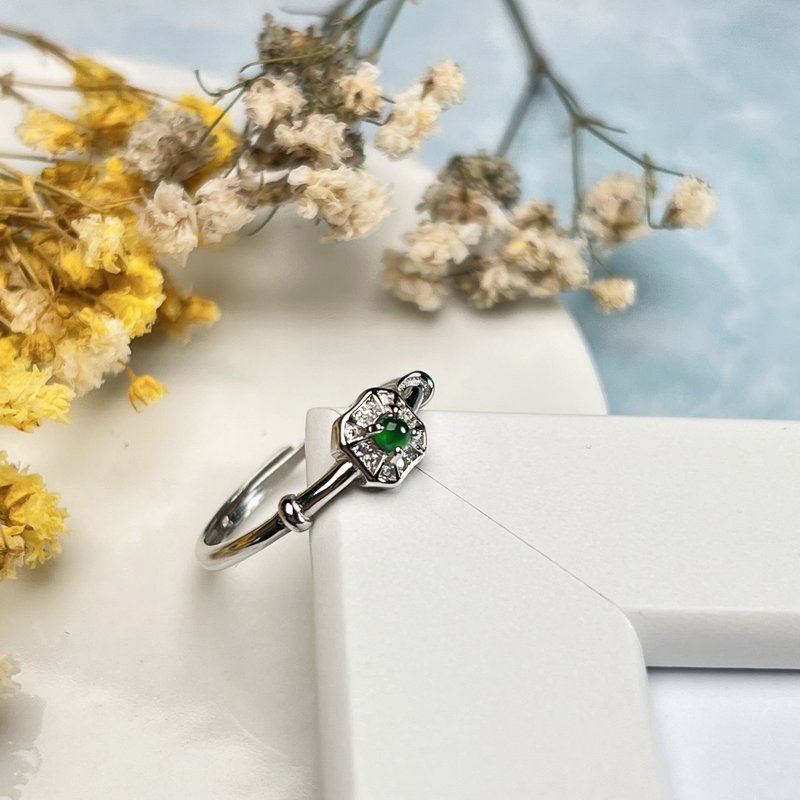 Ice jadeite egg face ring 925 sterling silver | Natural A-grade jadeite | Gift giving - แหวนทั่วไป - หยก สีเขียว