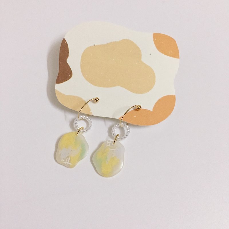 A pair of doughnut earclips on the street corner - Earrings & Clip-ons - Resin Yellow