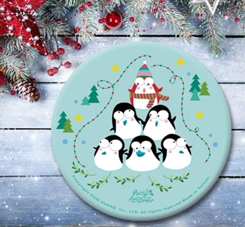 Painted Absorbent Ceramic Coasters – Christmas penguin - ที่รองแก้ว - ดินเผา 