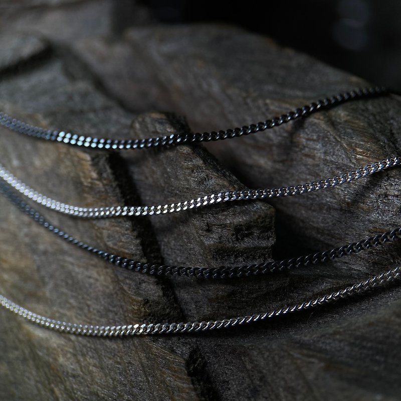 キューバン シン チェーン / スターリング シルバー 925 ネックレス / 幅 1mm / スターリング シルバー チェーン - ネックレス - スターリングシルバー シルバー