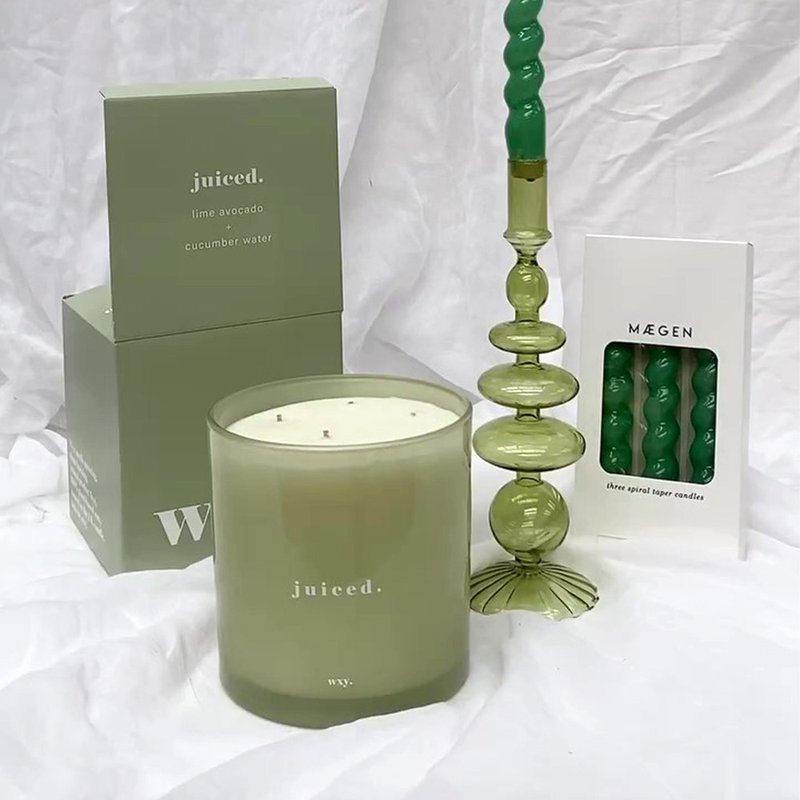 wxy Kingsized Candle-  juiced. (Lime Avocado + Cucumber Water) /53oz - Candles & Candle Holders - Glass Green