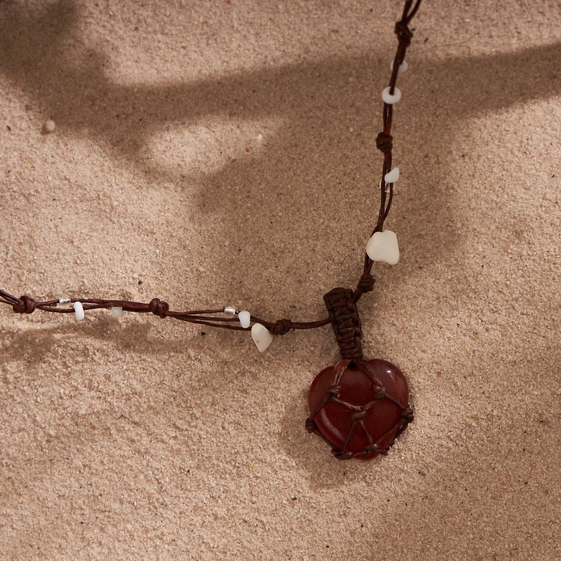 Heart Gemstone Pendent Necklaces for Women and Teen Girls (red-agate) - Necklaces - Other Materials 