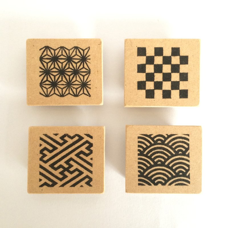 Japanese Pattern Pencil Eraser Four Piece Set - Hemp Leaf, Qinghai Wave, Chikamatsu, Saya Azure - - ตราปั๊ม/สแตมป์/หมึก - วัสดุอื่นๆ ขาว