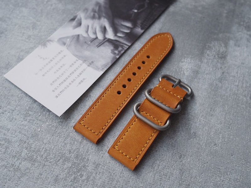 Customized Handmade Yellow Leather Watch Strap.Watch Band.Gift - สายนาฬิกา - หนังแท้ สีเหลือง