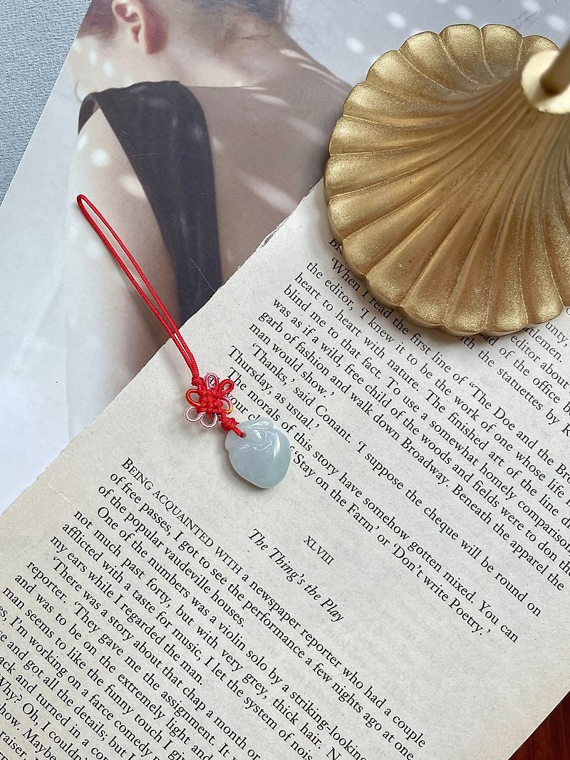 Peach Charm with Pale Sunny Bottom|Natural Burmese Jadeite - Charms - Jade Red