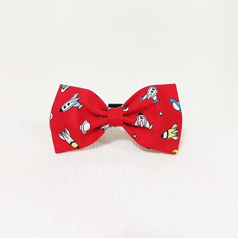Ella Wang Design Bowtie Pet Bowtie Cat Dog Rocket Spaceman Red - Collars & Leashes - Cotton & Hemp Red