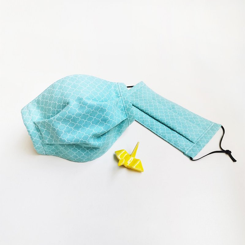 褶疊立體棉質布口罩 - 十之花【限量手工製作】 - 口罩/口罩收納套 - 棉．麻 綠色