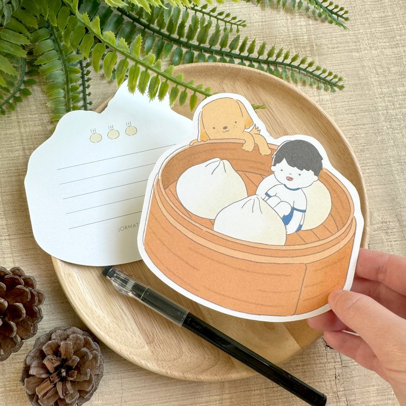 Xiaolongbao Die-Cut Postcard - 卡片/明信片 - 紙 