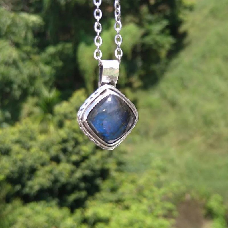 Labradorite sterling silver pendant handmade necklace - สร้อยคอ - เงินแท้ 