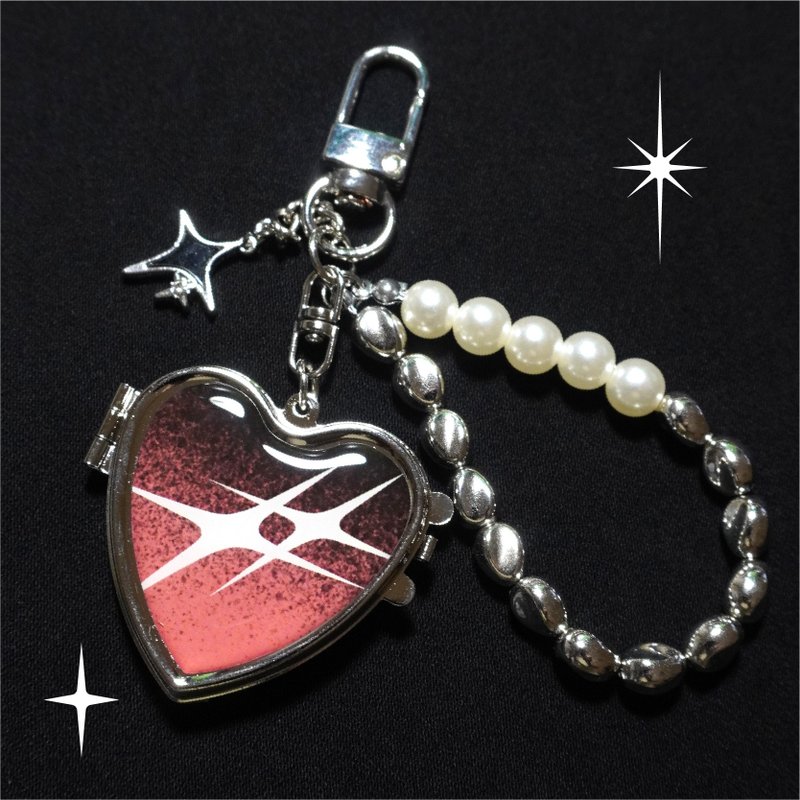 閃耀星 愛心雙面鏡 掛飾 - 鑰匙圈/鑰匙包 - 其他金屬 多色