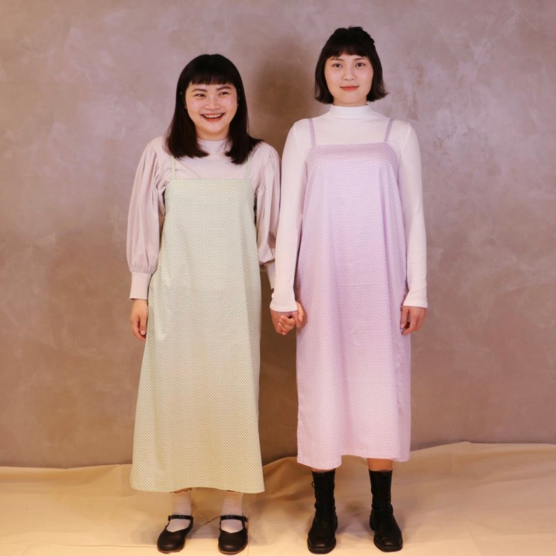 1100306-細肩帶連身長裙 - 洋裝/連身裙 - 棉．麻 綠色