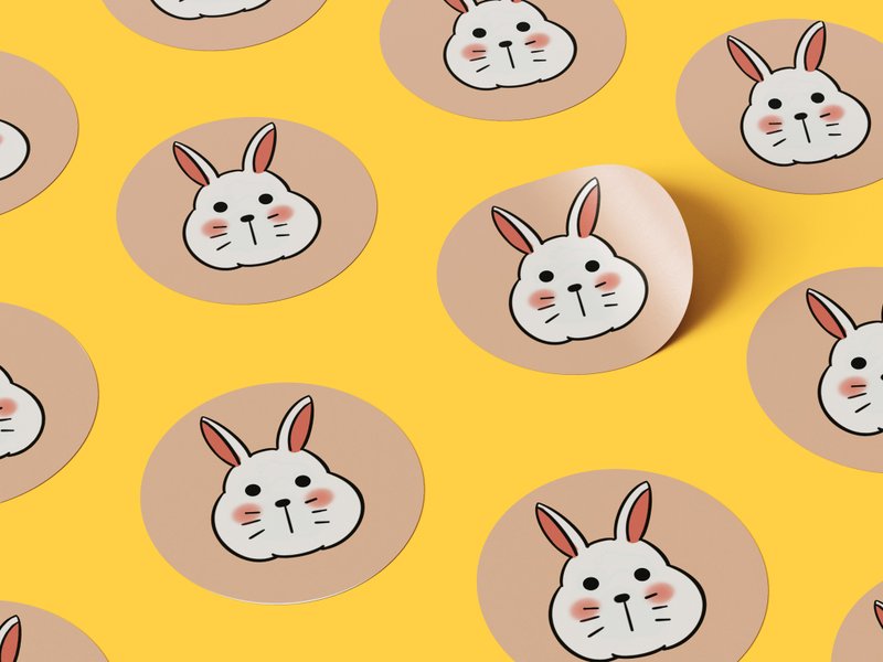 Bunny Sticker Gender Revealed Mi Moon Cake Sticker - ของขวัญวันครบรอบ - กระดาษ 