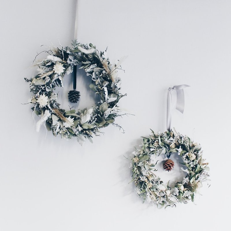 Xmas Wreath！[King of theGods-Zeus]ドライフラワーリースがクリスマスプレゼントをアレンジ - 置物 - 寄せ植え・花 ホワイト