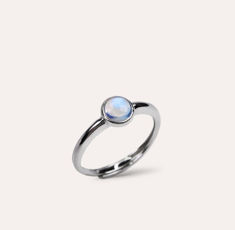 AND Moonstone Blue Round 5mm Ring Metamorphosis Series Surround Natural Gemstone - General Rings - Silver Blue