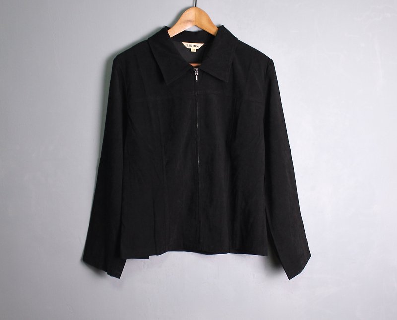 FOAK vintage ink black simple jacket - เสื้อแจ็คเก็ต - วัสดุอื่นๆ 