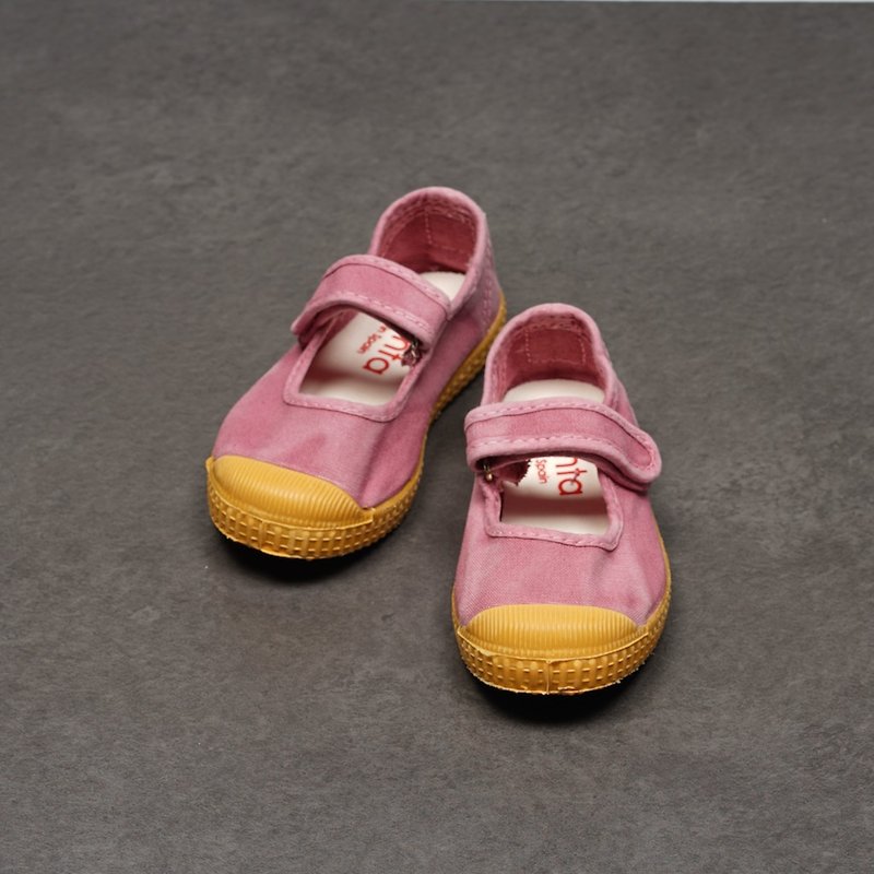 スパニッシュキャンバスシューズ CIENTA J76777 42ピンクイエロー底洗い 古布 子供靴 メリージェーン