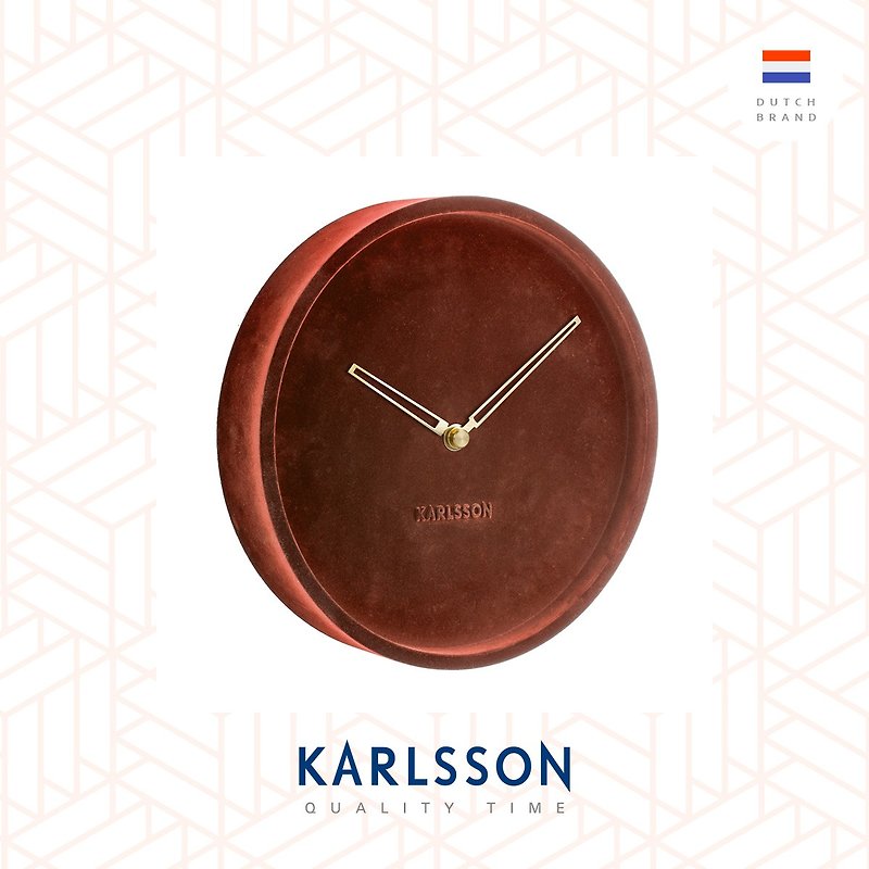 荷蘭Karlsson, Wall clock Lush clay brown 絲絨布棕褐色掛鐘 - 時鐘/鬧鐘 - 其他人造纖維 紅色