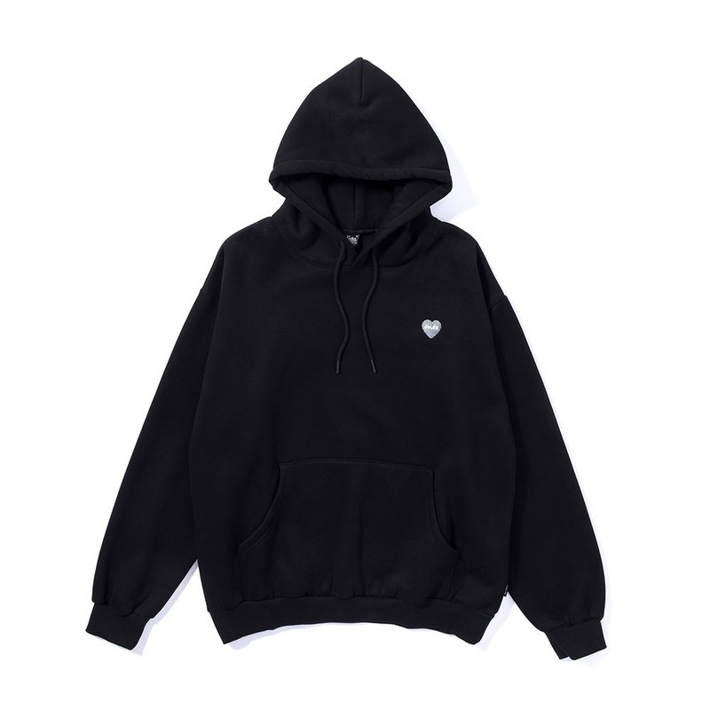 Japan limited POLER FURRY HEART HOOD embroidered love hat T / black - เสื้อฮู้ด - วัสดุอื่นๆ สีดำ