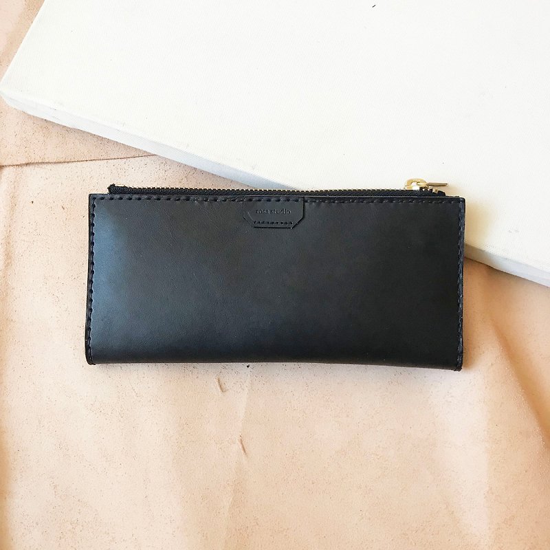 Leather long clip_8 card layer_2 banknote layer_coin pocket_five colors optional (Dihua Street store) - Leather Goods - Genuine Leather 