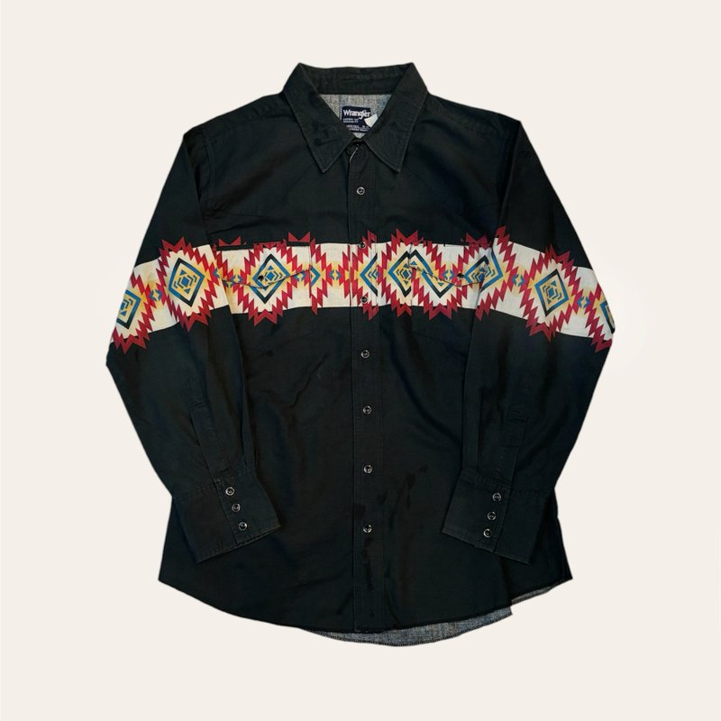 vintage wrangler totem long sleeve western shirt - เสื้อเชิ้ตผู้ชาย - ผ้าฝ้าย/ผ้าลินิน หลากหลายสี