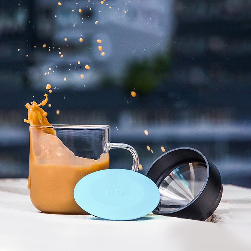 [限定コーヒーセット] ミニポアオーバーコーヒーカップ - 0.4mmフィルターメッシュ付き 多目的カップ蓋 環境保護 - マグカップ - ガラス 多色