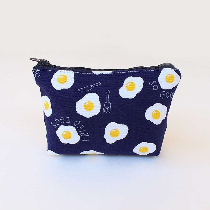Poached Egg - Dark Blue Storage Bag / Coin Purse - Wallets - Cotton & Hemp 