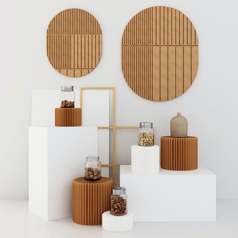 檯面圓柱展架 棕色 - 層架/置物架/置物籃 - 紙 咖啡色