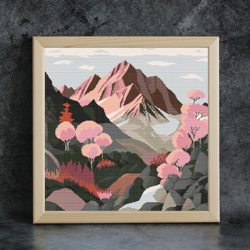 Cross stitch pattern Mountain landscape, cross stitch chart PDF, Scenery pattern - 其他數位商品 - 其他材質 