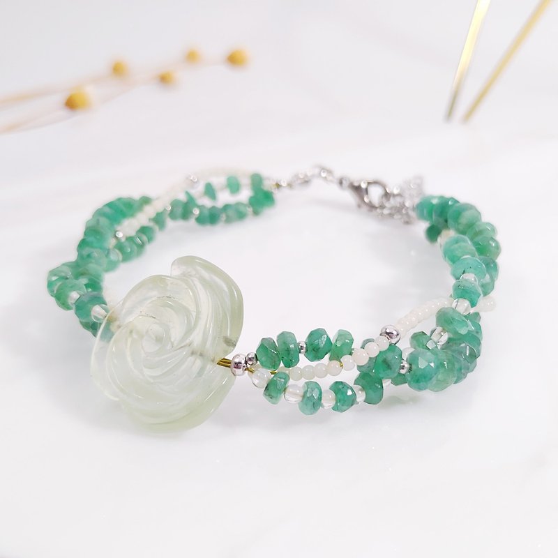 Natural grape stone rose emerald king emerald bracelet only this one - Bracelets - Gemstone Green