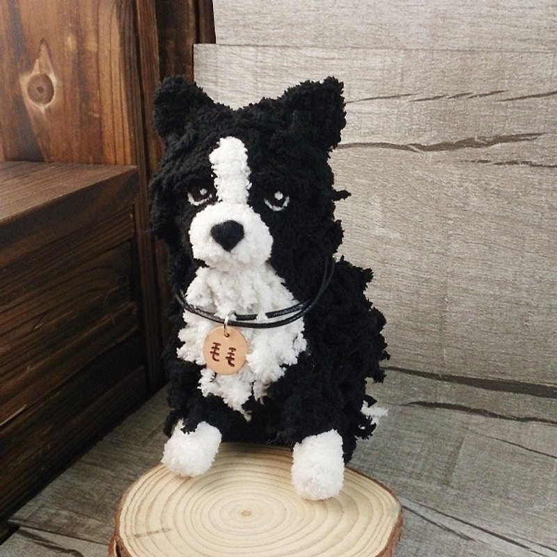 現実的なモデルは、カスタムペットアバター13〜15センチメートル[feiwa飛ベビー編みウール手作り]シェパードペットの人形（あなたの犬を注文するようこそ） - その他 - ウール ブラック