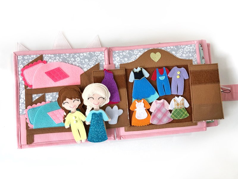 Quiet Book Dollhouse, Birthday present for girl, Frozen story book Toys for girl - Kids' Toys - Eco-Friendly Materials 