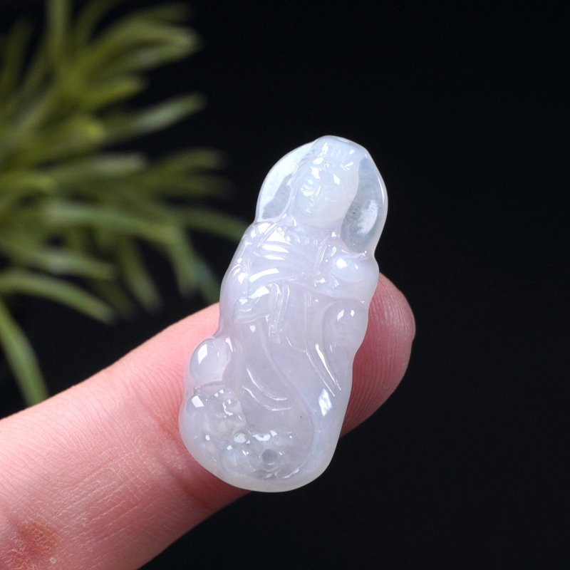 【天上聖母】アイスジェード翡翠 媽祖様ネックレス | 天然ミャンマー産翡翠 A貨 | ギフトに - ネックレス - 翡翠 ホワイト