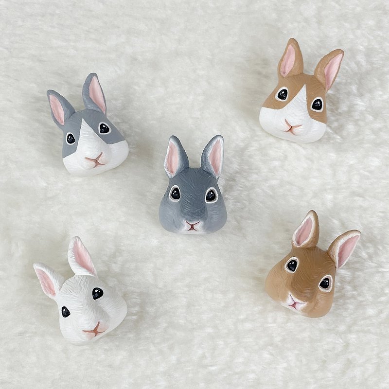 Rabbit - Safety Pin / Magnet / Hair Tie / Charm / ID Clip / Necklace - Badges & Pins - Other Materials 