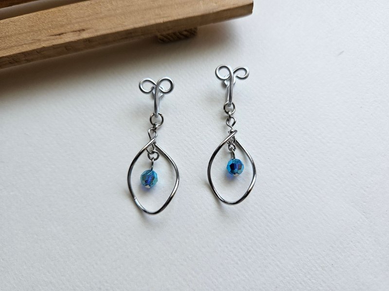 [Waltz] Silver, colorful blue ~ painless Clip-On, clip-on earrings, ear hooks - ต่างหู - วัสดุอื่นๆ สีเงิน