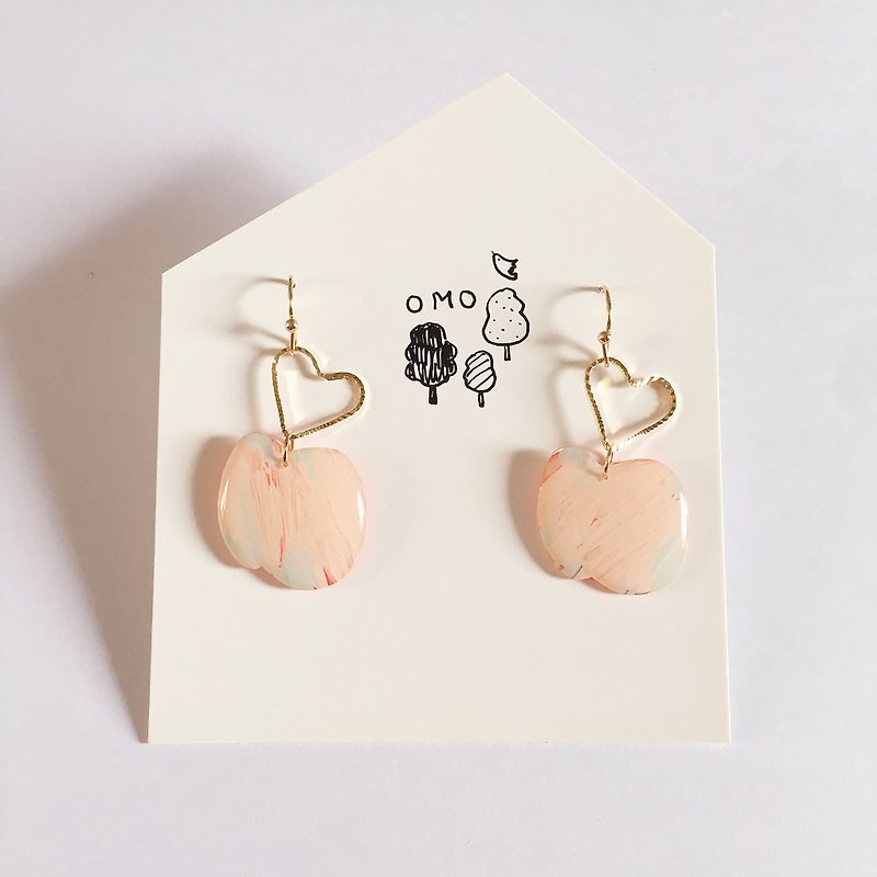 smells like an apple pair of earrings with adjustable ear clips - ต่างหู - เรซิน สึชมพู