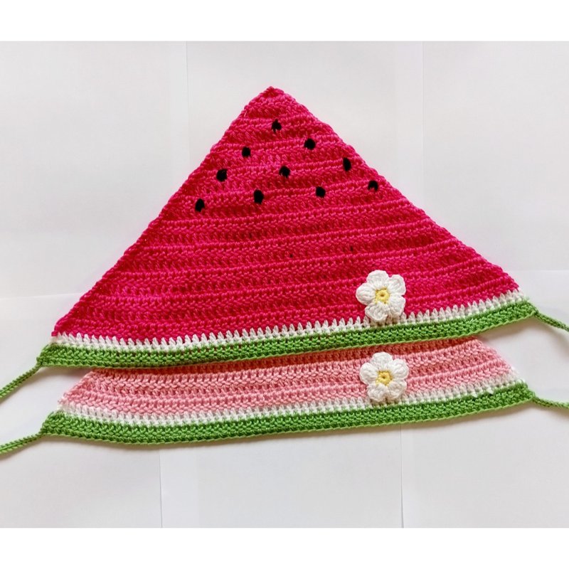 Easy Crochet Watermelon Bandana Pattern, PDF Pattern - Instant Download - 其他數位商品 - 其他材質 