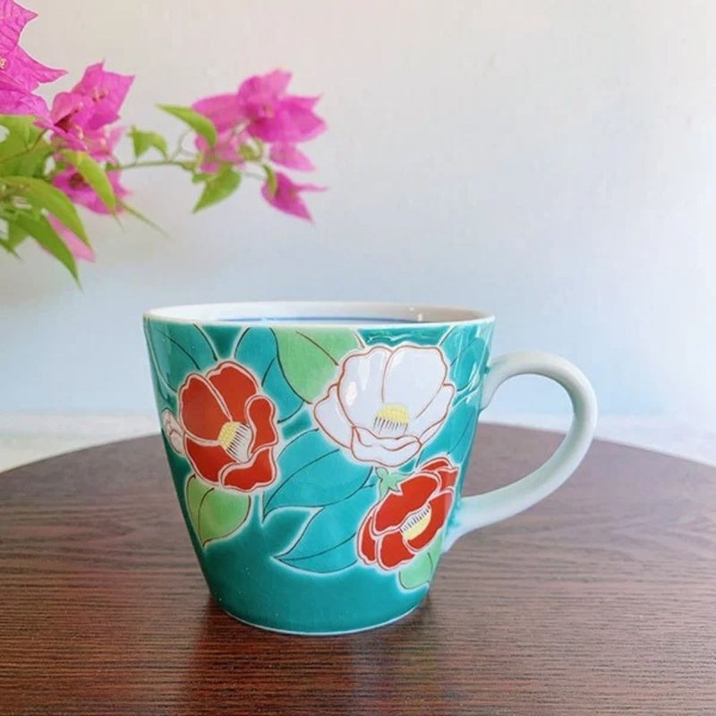 四季系列 山茶花馬克杯 /九谷青郊窯 - 茶壺/茶杯/茶具 - 陶 白色