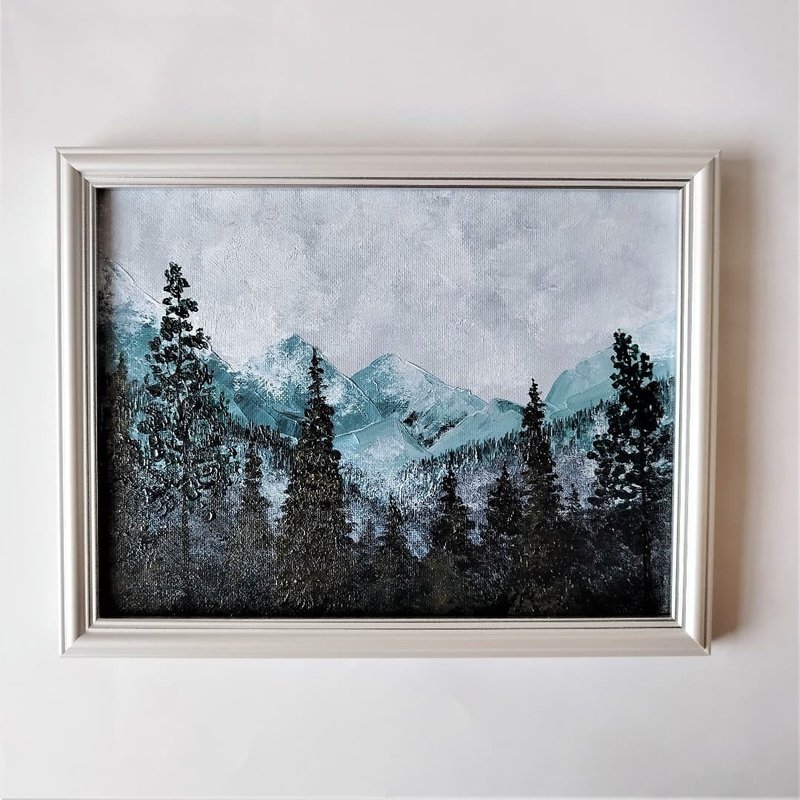 Mountain Landscape Painting Nature Art Wall Decoration Landscape Artwork 客廳 掛畫 - 壁貼/牆壁裝飾 - 壓克力 多色