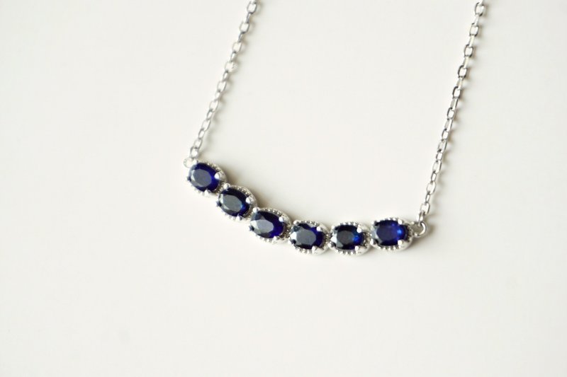 Natural Blue sapphire  Necklace Silver 925. - 項鍊 - 純銀 藍色