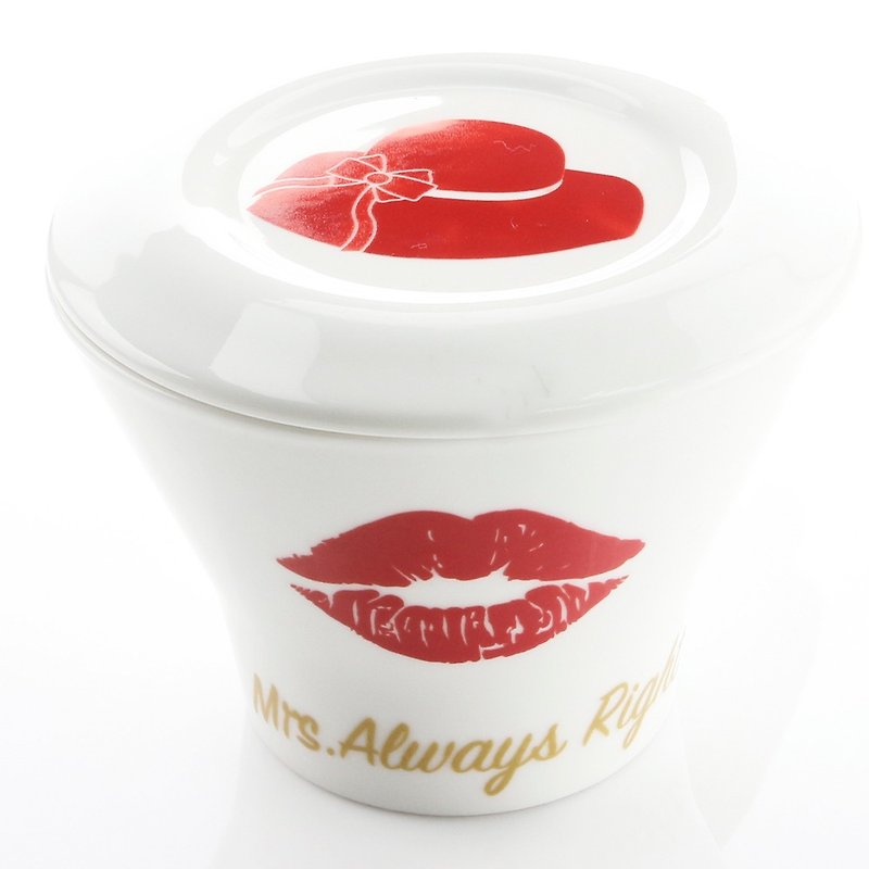 Engels Co. Mrs. Always Right Latte Mug & Two-Way Lid/Coaster - Mugs - Porcelain Red