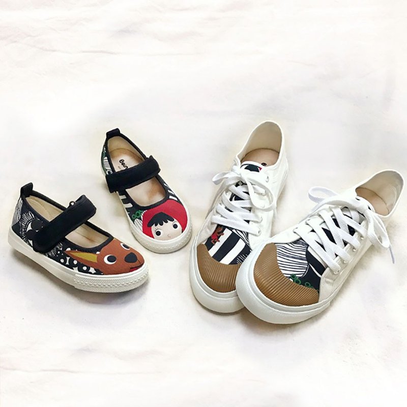 Lucky bag│2 pairs of limited Huabo parent-child shoes (optional size) - รองเท้าลำลองผู้หญิง - ผ้าฝ้าย/ผ้าลินิน ขาว