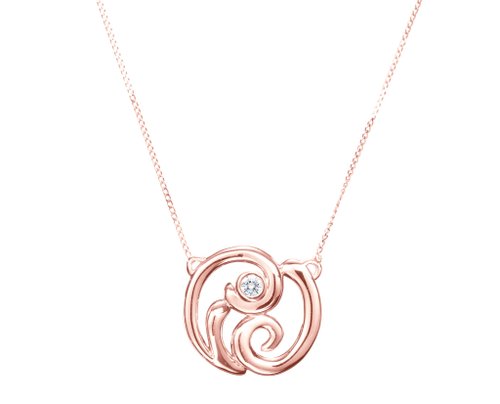Majade Jewelry Design 鑽石項鍊 漩渦玫瑰金項鍊 立體波浪墜子鎖骨鍊 四月誕生石輕珠寶