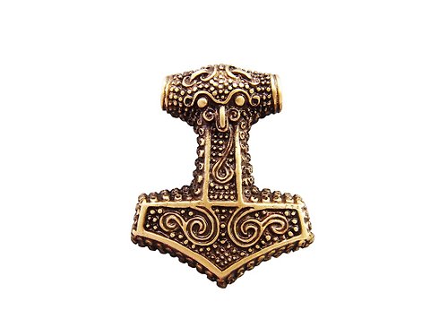 Aleshins' Workshop Handmade Brass Pendant Hammer of Thor Mjolnir