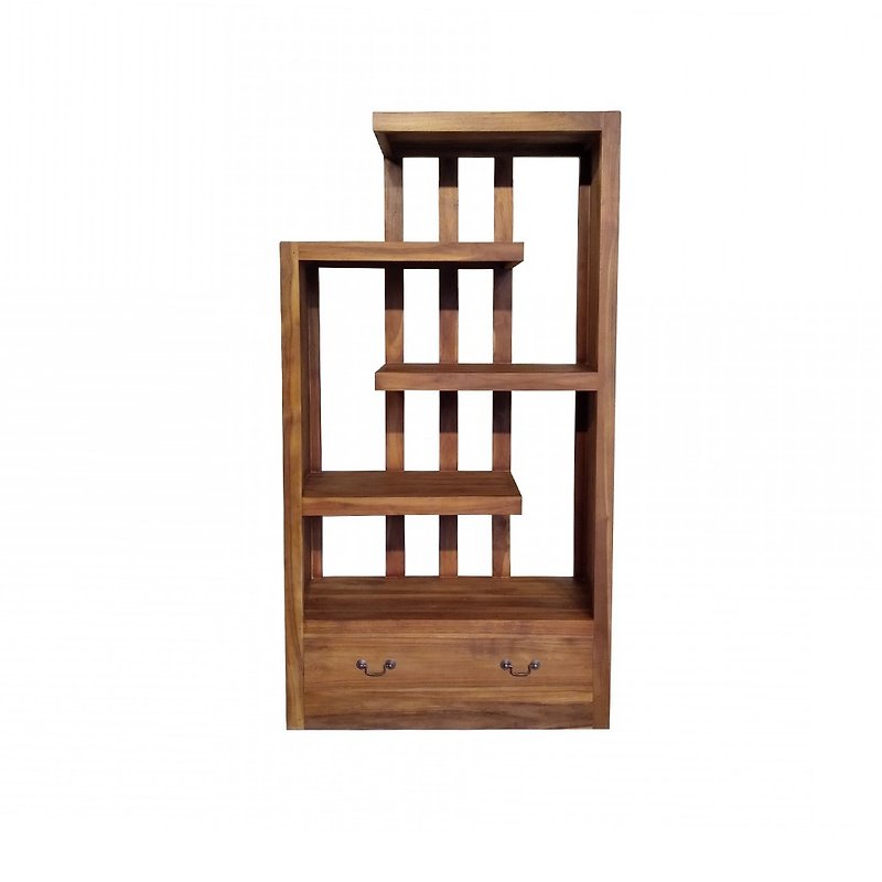 [Jidi City Teak Furniture] Teak high and low shelf open storage cabinet SPBC003RS2 display stand