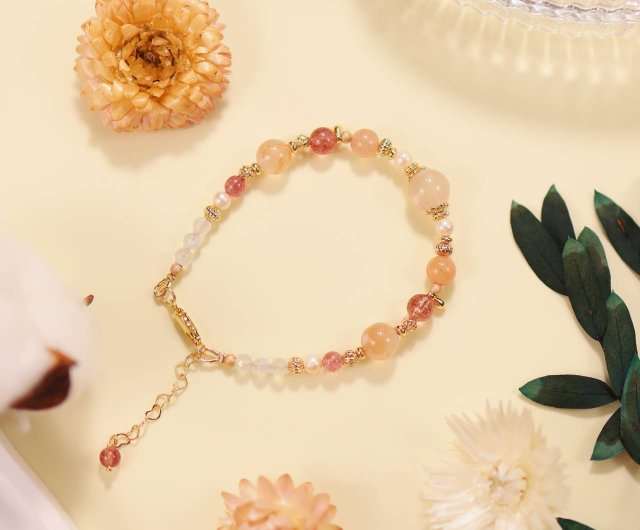 バタークッキー。桜瑪瑙コットンパールストロベリークリスタル14K